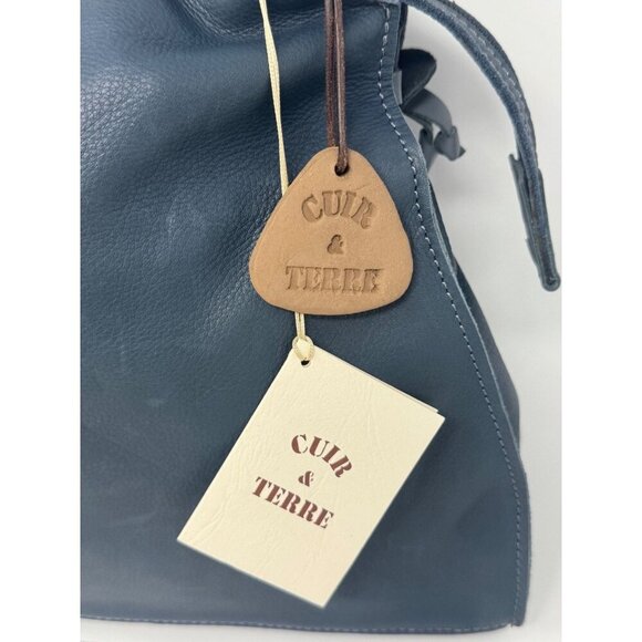 Cuir & Terre two tone Leather shoulder bag matching coin purse Made in France - Picture 3 of 16